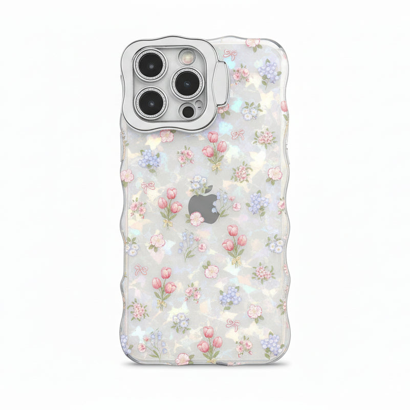 Wave Floral iPhone Case with Lens Bracket