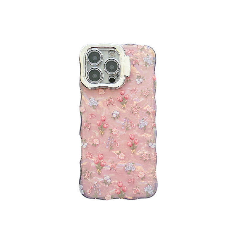 Wave Floral iPhone Case with Lens Bracket
