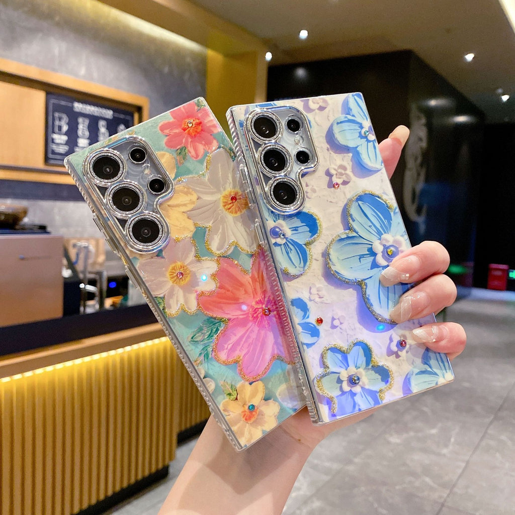 Rhinestone Oil Painting Floral Phone Case