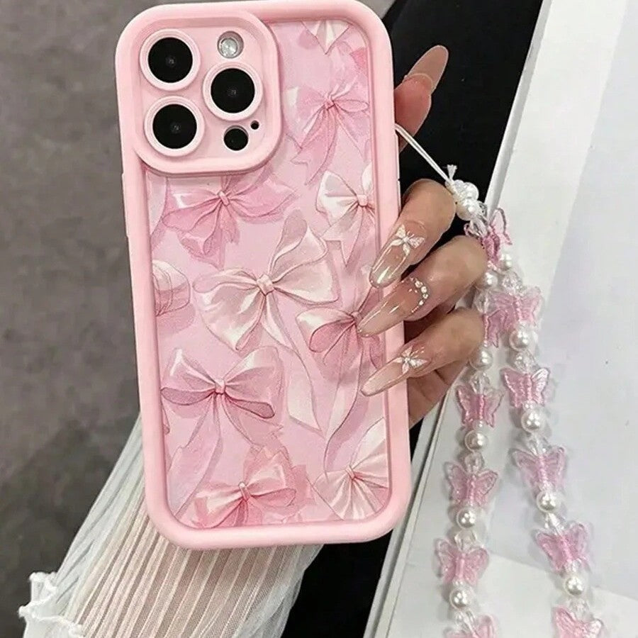 Pink Bow Pattern Phone case + Lanyard