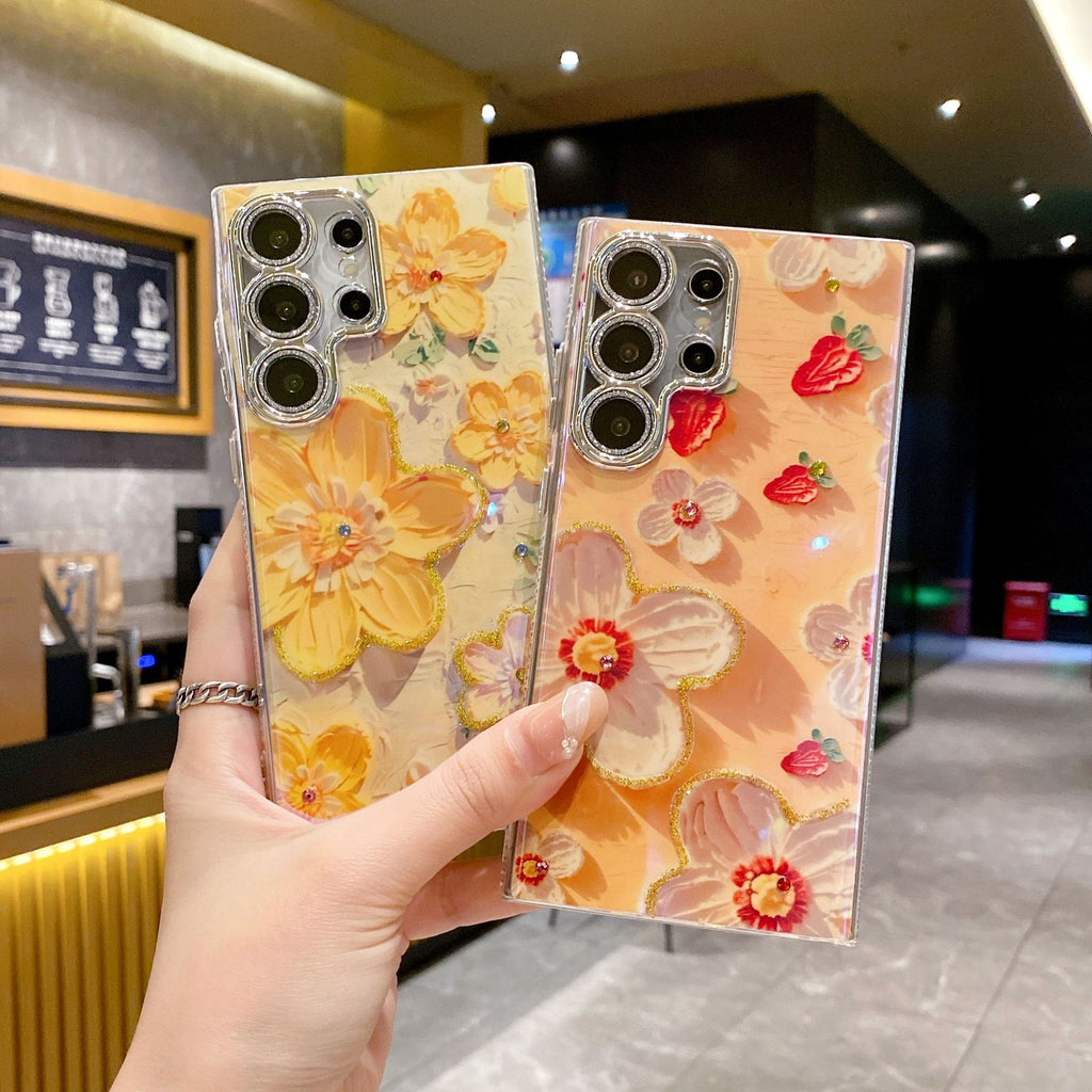 Rhinestone Oil Painting Floral Phone Case