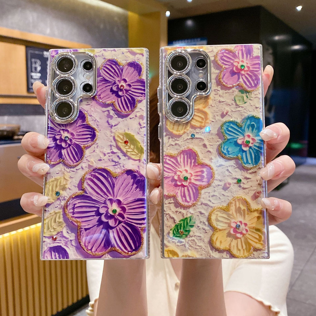 Rhinestone Oil Painting Floral Phone Case