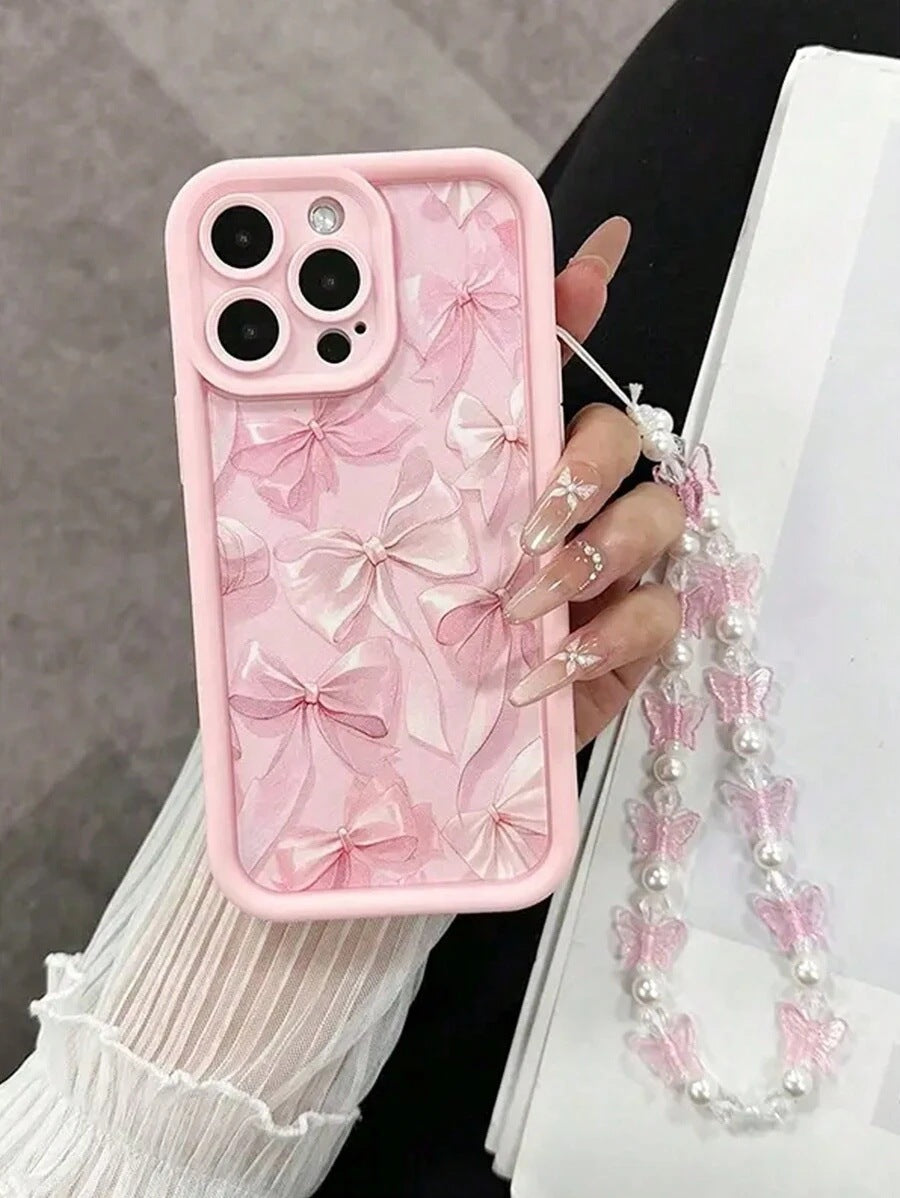 Pink Bow Pattern Phone case + Lanyard